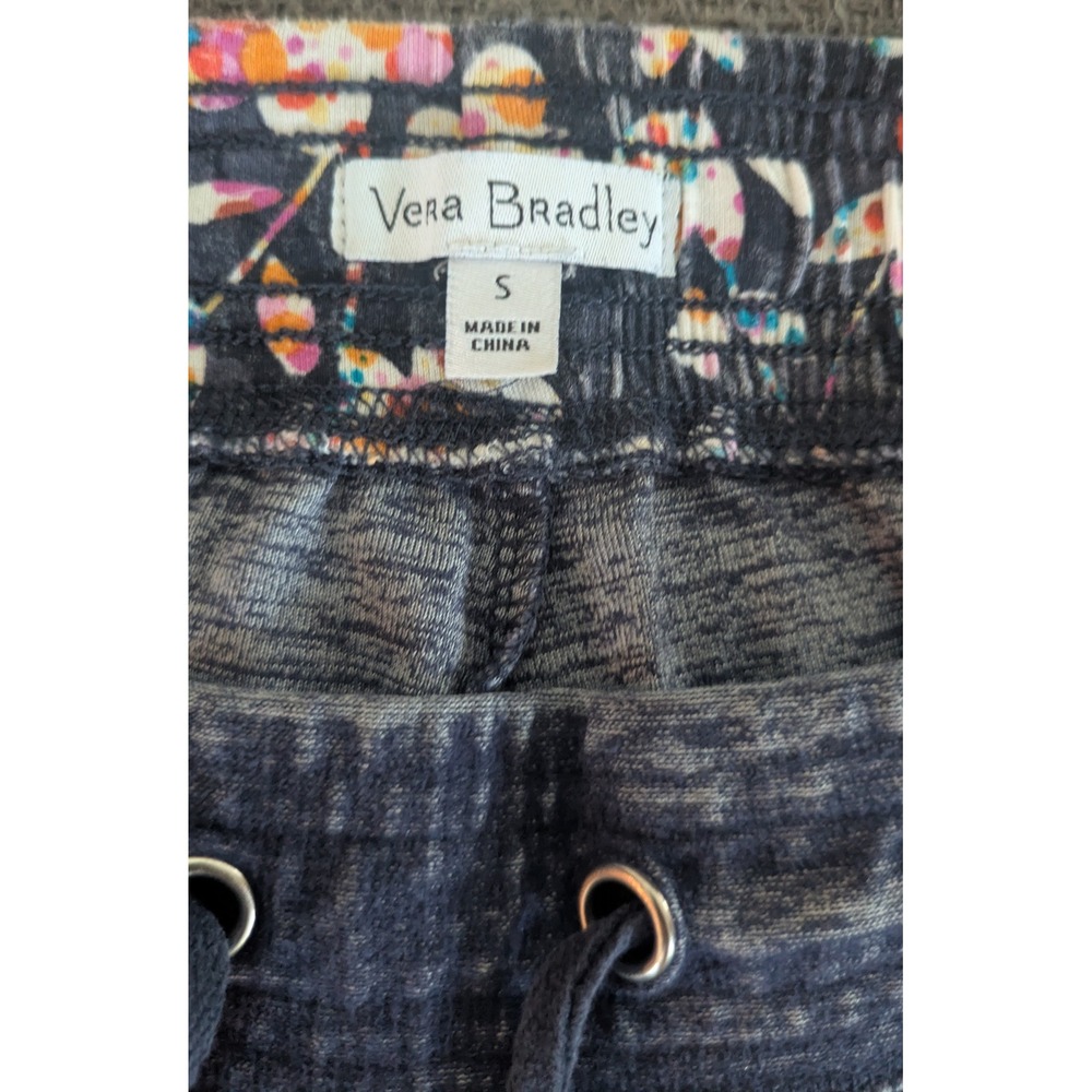 Vera Bradley Navy Blue Space Dye Heathered Floral Waistband Joggers Small - Picture 3 of 4